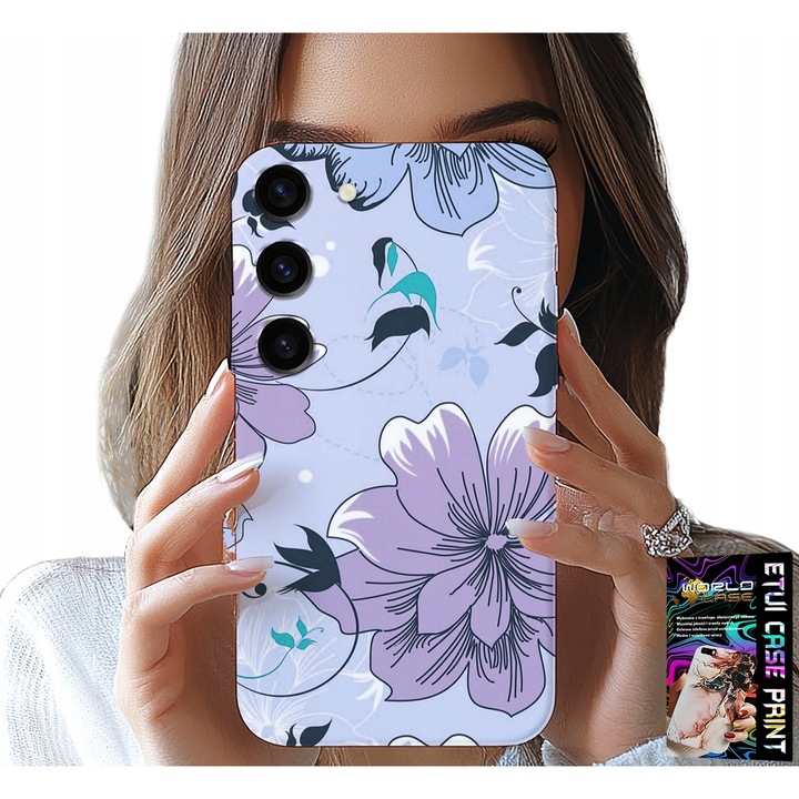 Tok Samsung Galaxy S23-hoz, World Case, virágos, szilikon, 0,2mm