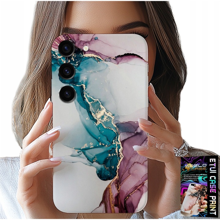 Huzat Samsung Galaxy S23-hoz, World Case, márvány design, szilikon, többszínű