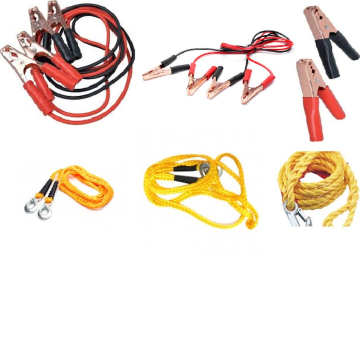 Комплект за безопасност на автомобила: захранващи кабели за батерия + каишка / теглич + квадратен метър Одоризатор ПОДАРЪК