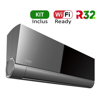 Aer conditionat Vivax ACP-12CH35AEVI GREY MIRROR V-Design R32, Wi-Fi Ready, Kit de instalare inclus, Inverter, 12000 BTU/h, Clasa A++, Ionizator, I feel, 3D Airflow, Protectie Anti-Inghet, Autodiagnoza, Autocuratare, Autodetectie scurgeri freon, ECO Aer conditionat Vivax ACP-12CH35AEVI GREY MIRROR V-Design R32, Wi-Fi Ready, Kit de instalare inclus, Inverter, 12000 BTU/h, Clasa A++, Ionizator, I feel, 3D Airflow, Protectie Anti-Inghet, Autodiagnoza, Autocuratare, Autodetectie scurgeri freon, ECO