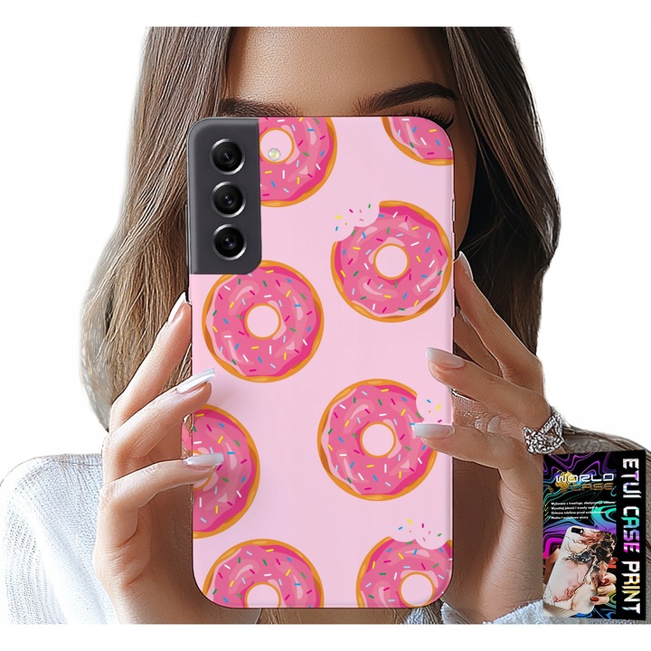 Carcasa pentru Samsung Galaxy S21 FE, World Case, design gogosi acoperite cu zahar, silicon, multicolor