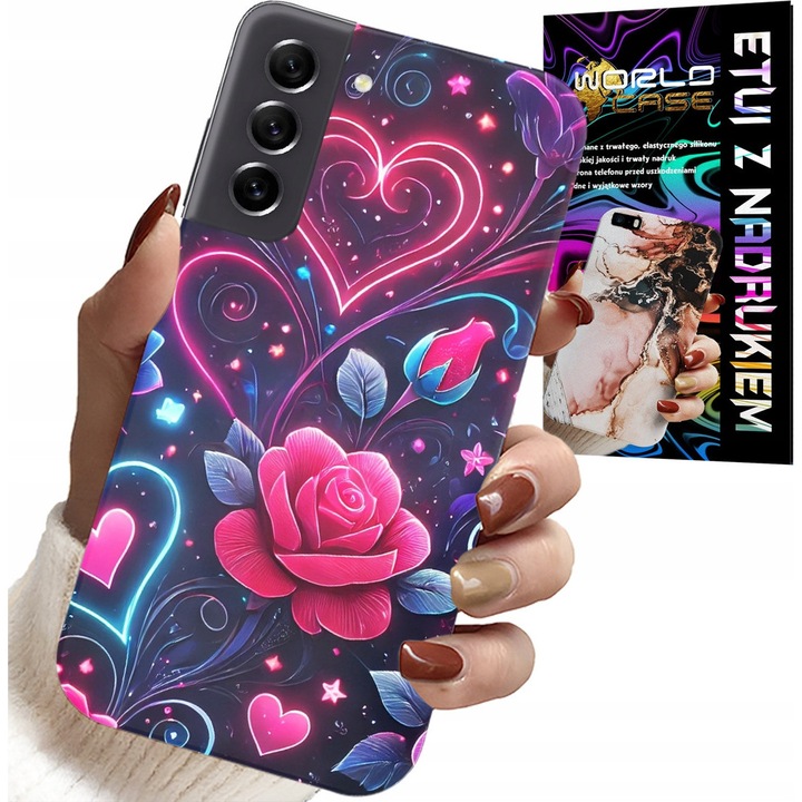 Carcasă pentru Samsung Galaxy S21 FE, World Case, roz, set cu sticlă, silicon