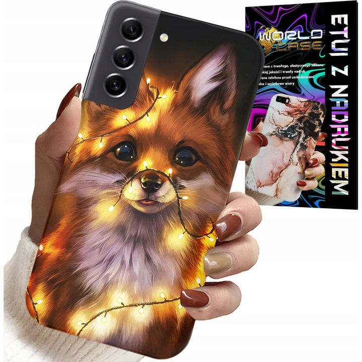 Carcasa telefon Samsung Galaxy S21 FE, World Case, dulce vulpe pădure, silicon, cu sticlă