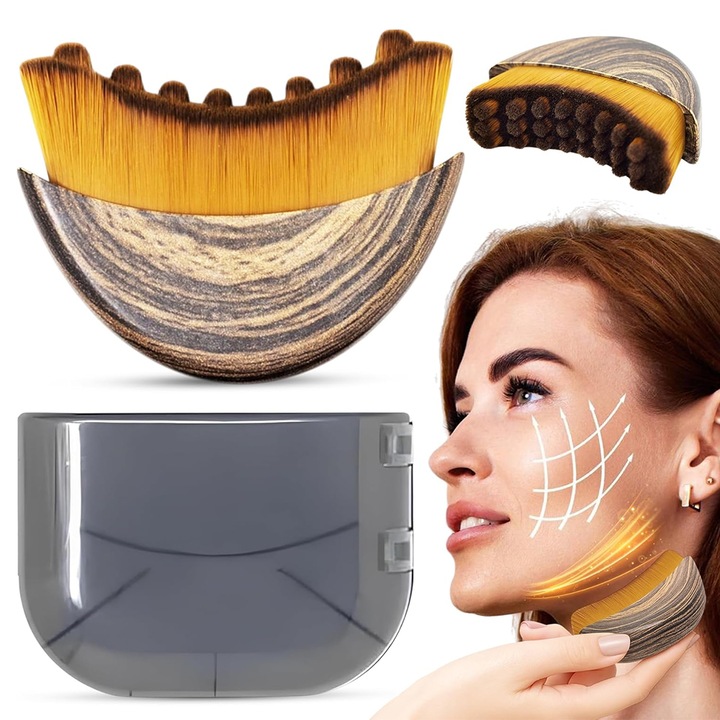 Perie de masaj facial pentru drenaj limfatic, Chucai, 8cm x 6cm, ultra-moale, portabila