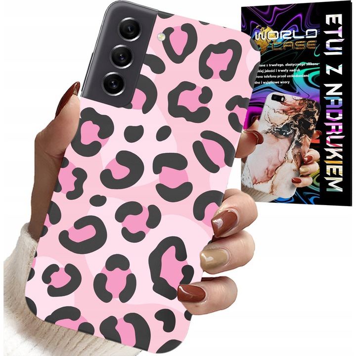 Husă pentru telefon, World Case, leopard roz, silicon, pentru Samsung Galaxy S21 FE