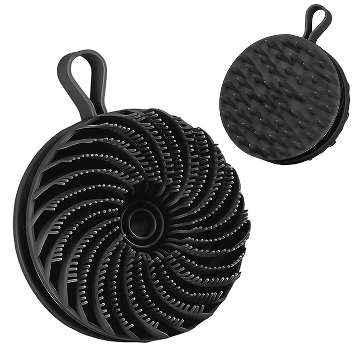 Chucai szilikon fürdőszivacs, kétfunkciós, zuhanykefe, masszírozó, mélytisztító, fekete, 10x15cm