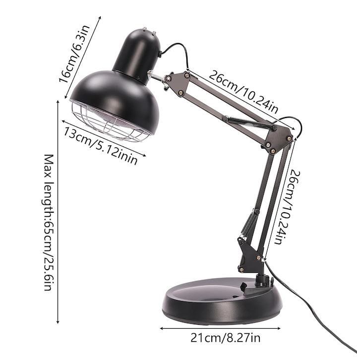 Lampa cu Infrarosu pentru Terapie, 150W, Inaltime Ajustabila, Functionare cu Un Singur Click, Alivieaza Durerile Musculare