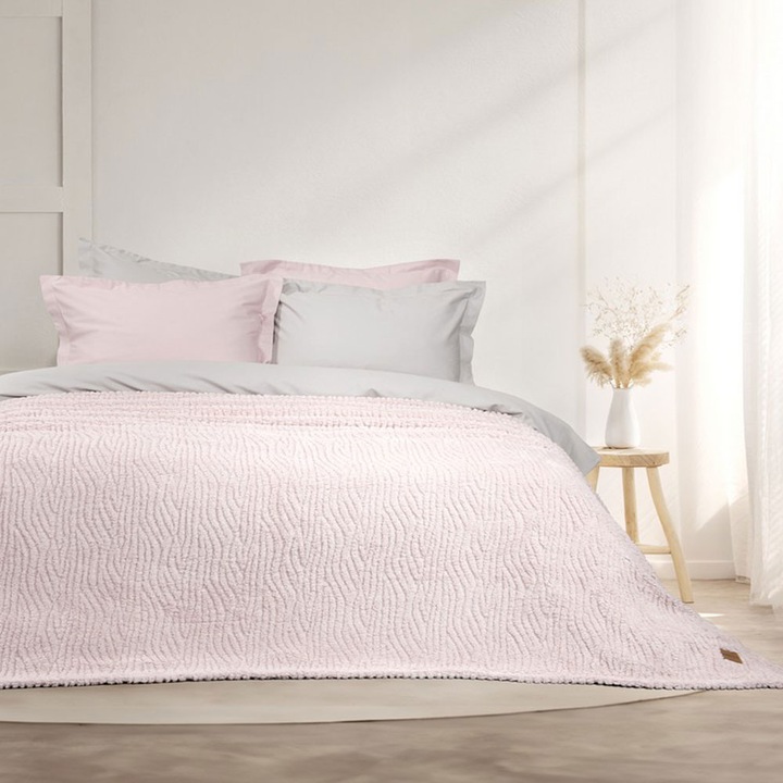 Set cuverturi Nima, 1 cuvertura 160x220cm, 1 cuvertura 220x240cm, roz nud, poliester