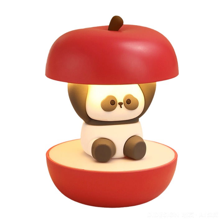 Детска нощна лампа, панда, 3 нива на яркост, USB, 72x72x102 мм, червена