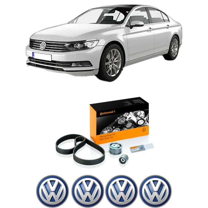 Set kit distributie Volkswagen PASSAT B8 (3G2, CB2) 1.6 TDI din 2014-2020 KW 88 CP 120 CMC 1598, Auto, Continental Contitech, 4 Stickere auto cu Volkswagen