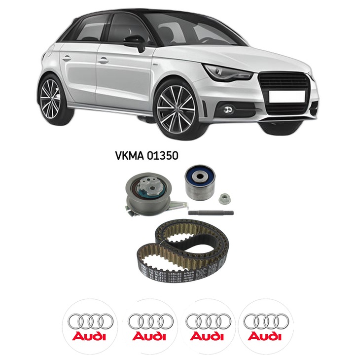 Set kit distributie AUDI A1 Sportback (8XA, 8XF) 1.4 TDI din 2014-2018 KW 66 CP 90 CMC 1422, Auto, SKF, 4 Stickere auto cu AUDI