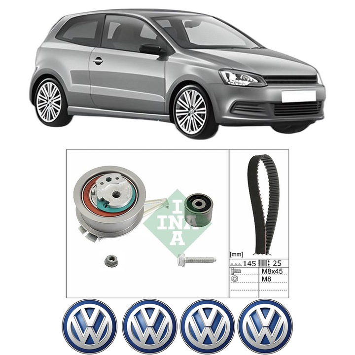Set kit distributie Volkswagen POLO V (6R1, 6C1) 1.4 TDI din 2014-2017 KW 55 CP 75 CMC 1422, Auto, INA, 4 Stickere auto cu Volkswagen