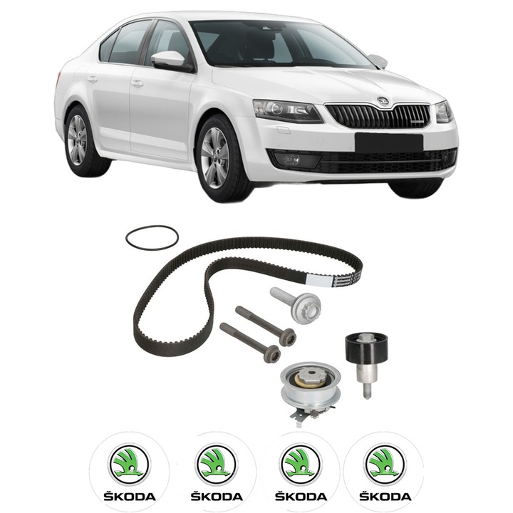 Set kit distributie SKODA OCTAVIA III (5E3, NL3, NR3) 1.2 TSI din 2012-2017 KW 63 CP 86 CMC 1197, Auto, Continental Contitech, 4 Stickere auto cu SKODA