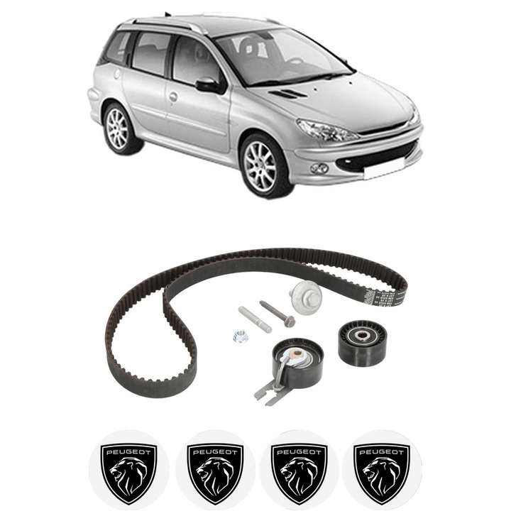 Set kit distributie PEUGEOT 206 SW (2E/K) 1.6 HDi 110 din 2004 KW 80 CP 109 CMC 1560, Auto, INA, 4 Stickere auto cu PEUGEOT