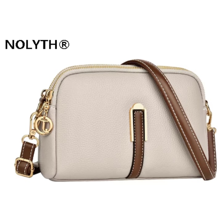 NOLYTH női crossbody táska, bézs színű, ökológiai bőrből