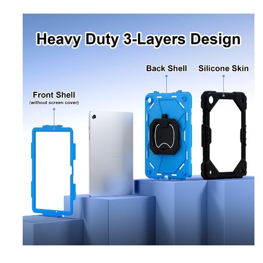 Husa tableta NOLYTH, rotire 360, protectie tripla strat, 8.7 inch, Albastru