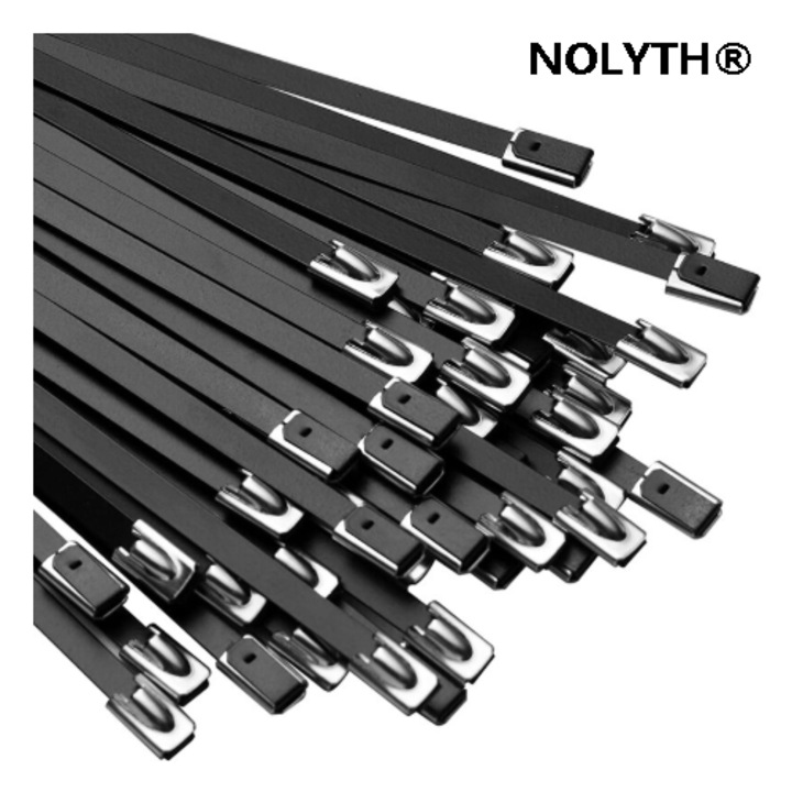 Set 100 buc coliere NOLYTH inox, 300x4.6mm, protectie UV, negre