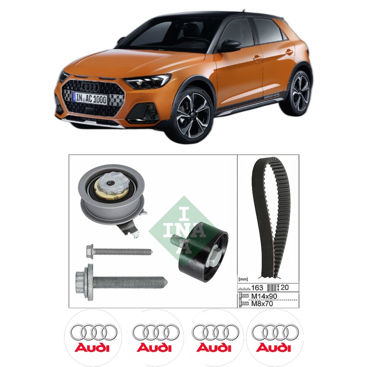 Set kit distributie AUDI A1 City Carver (GBH) 35 TFSI din 2019-2022 KW 110 CP 150 CMC 1498, Auto, INA, 4 Stickere auto cu AUDI