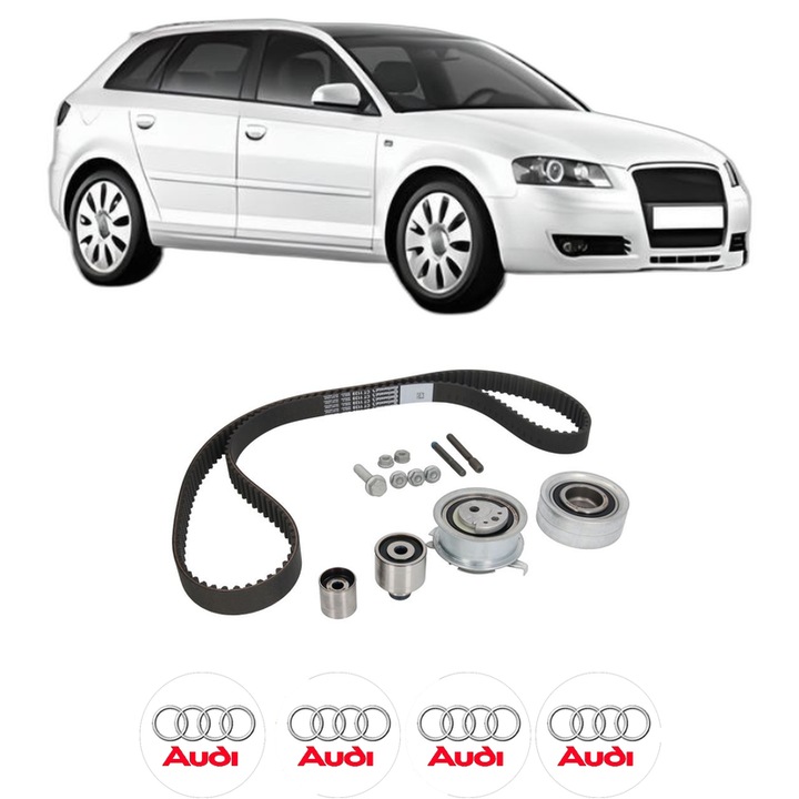 Set kit distributie AUDI A3 Sportback (8PA) 2.0 TDI 16V din 2004-2013 KW 103 CP 140 CMC 1968, Auto, Continental Contitech, 4 Stickere auto cu AUDI