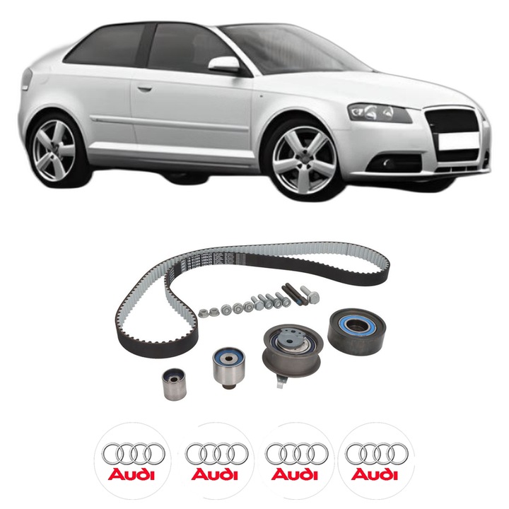 Set kit distributie AUDI A3 (8P1) 2.0 TDI din 2003-2012 KW 100 CP 136 CMC 1968, Auto, SKF, 4 Stickere auto cu AUDI