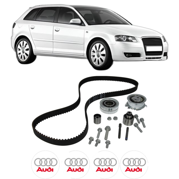Set kit distributie AUDI A3 Sportback (8PA) 2.0 TDI 16V din 2004-2013 KW 103 CP 140 CMC 1968, Auto, INA, 4 Stickere auto cu AUDI