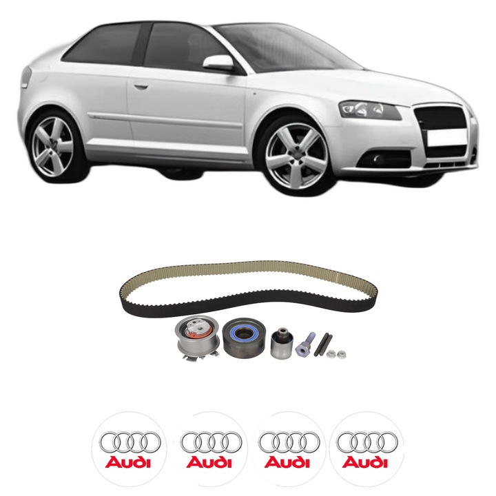 Set kit distributie AUDI A3 (8P1) 2.0 TDI din 2003-2012 KW 100 CP 136 CMC 1968, Auto, SKF, 4 Stickere auto cu AUDI