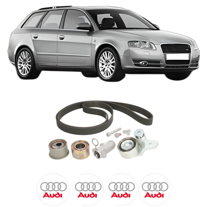 Set kit distributie AUDI A4 B7 Avant (8ED) 3.0 quattro din 2004-2006 KW 160 CP 218 CMC 2976, Auto, Continental Contitech, 4 Stickere auto cu AUDI