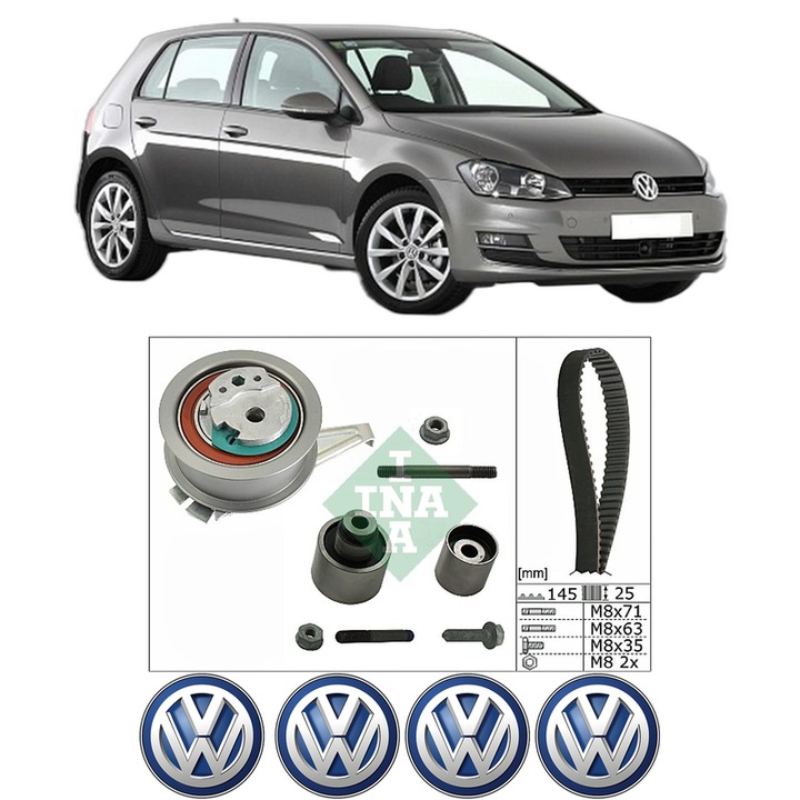 Set kit distributie Volkswagen GOLF VII (5G1, BQ1, BE1, BE2) 2.0 TDI din 2012-2020 KW 105 CP 143 CMC 1968, Auto, INA, 4 Stickere auto cu Volkswagen