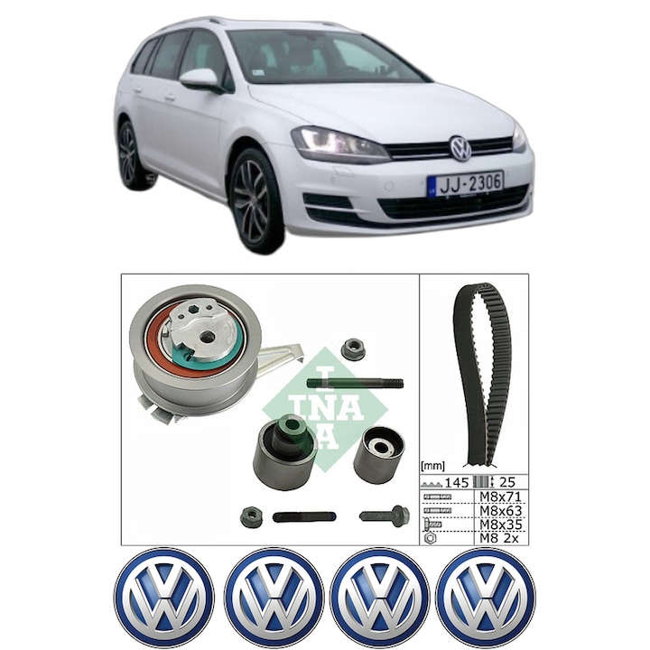 Set kit distributie Volkswagen GOLF VII Variant (BA5, BV5) 2.0 TDI 4motion din 2013-2020 KW 110 CP 150 CMC 1968, Auto, INA, 4 Stickere auto cu Volkswagen