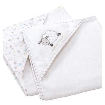 Set 2 prosoape premium cu gluga pentru bebelusi, Oita si Stelute, Silver Cloud® Set 2 prosoape premium cu gluga pentru bebelusi, Oita si Stelute, Silver Cloud®