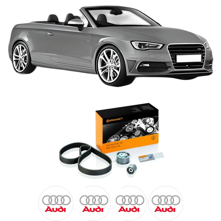 Set kit distributie AUDI A3 Convertible (8V7, 8VE) 2.0 TDI quattro din 2014-2020 KW 135 CP 184 CMC 1968, Auto, Continental Contitech, 4 Stickere auto cu AUDI
