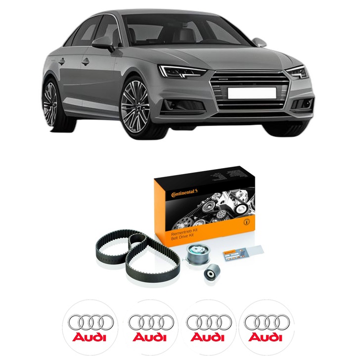 Set kit distributie AUDI A4 B9 (8W2, 8WC) 2.0 TDI quattro din 2015-2019 KW 140 CP 190 CMC 1968, Auto, Continental Contitech, 4 Stickere auto cu AUDI