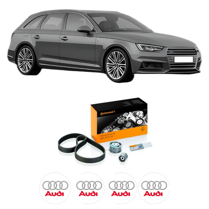 Set kit distributie AUDI A4 B9 Avant (8W5, 8WD) 2.0 TDI quattro din 2016-2019 KW 110 CP 150 CMC 1968, Auto, Continental Contitech, 4 Stickere auto cu AUDI