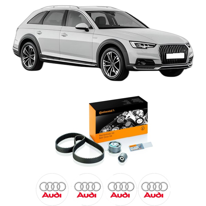 Set kit distributie AUDI A4 Allroad B9 (8WH, 8WJ) 2.0 TDI quattro din 2016-2019 KW 110 CP 150 CMC 1968, Auto, Continental Contitech, 4 Stickere auto cu AUDI