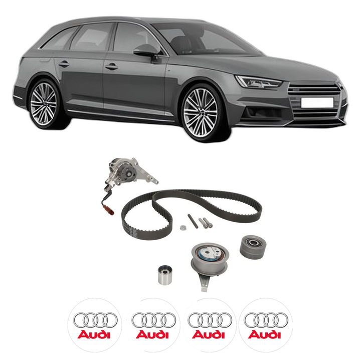 Set kit distributie AUDI A4 B9 Avant (8W5, 8WD) 40 TDI Mild Hybrid din 2020 KW 150 CP 204 CMC 1968, Auto, INA, 4 Stickere auto cu AUDI