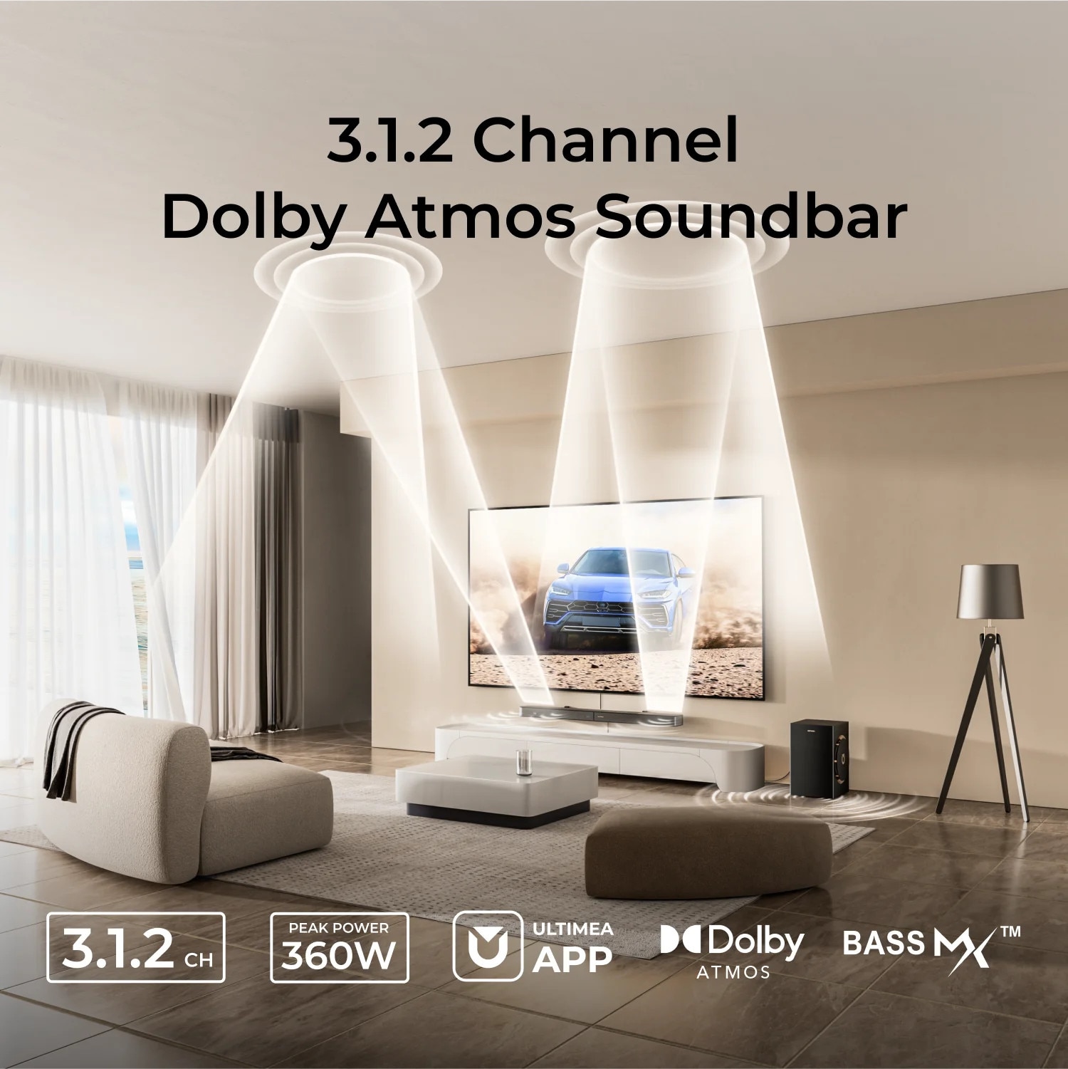 Soundbar, 360W, difuzoare ascendente, Skywave F30 Boom, 6.5 inch, set 3.1.2