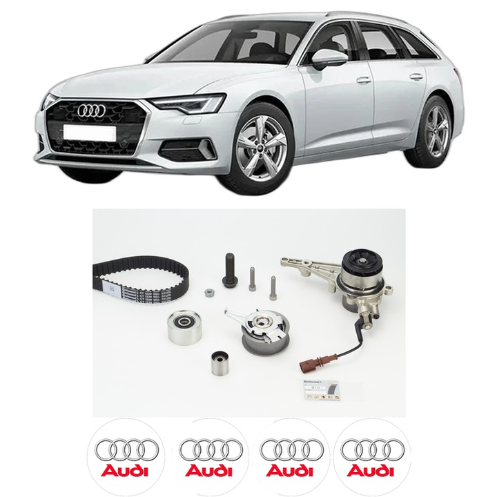 Set kit distributie AUDI A6 C8 (4A2) 40 TDI Mild Hybrid din 2018 KW 150 CP 204 CMC 1968, Auto, Continental Contitech, 4 Stickere auto cu AUDI