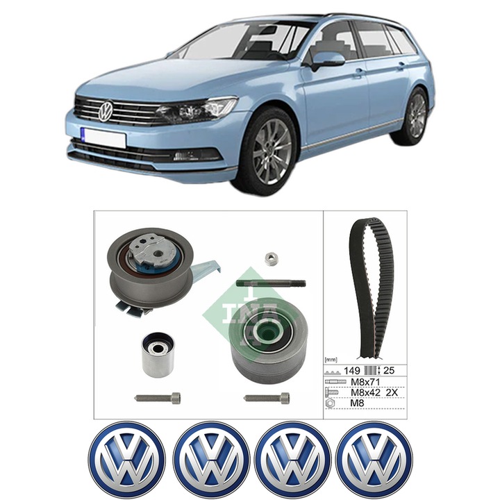 Set kit distributie Volkswagen PASSAT B8 Variant (3G5, CB5) 2.0 TDI 4motion din 2020-2024 KW 147 CP 200 CMC 1968, Auto, INA, 4 Stickere auto cu Volkswagen