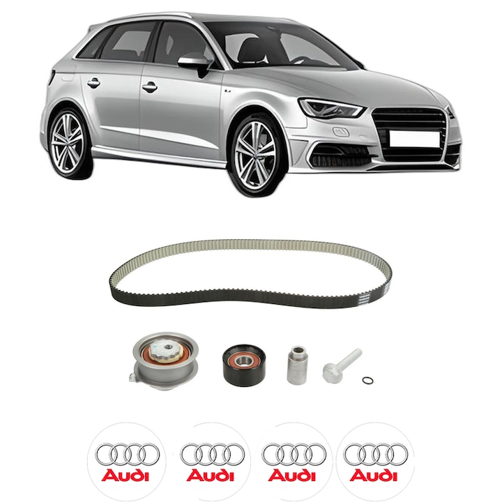 Set kit distributie AUDI A3 Sportback (8VA, 8VF) 1.4 TFSI g-tron din 2013-2020 KW 81 CP 110 CMC 1395, Auto, SKF, 4 Stickere auto cu AUDI