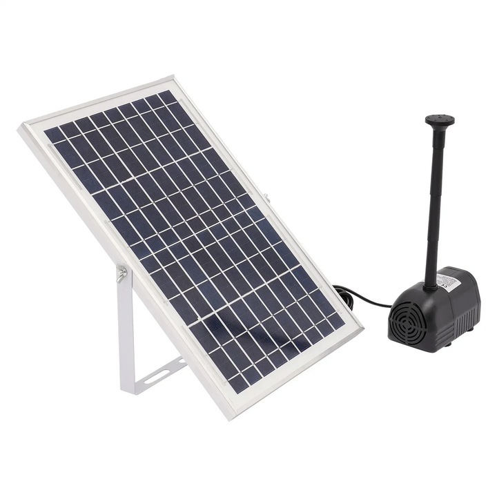 Pompa submersibilă pentru fântână solară, 10W, debit 1000 l/h, IP68, negru