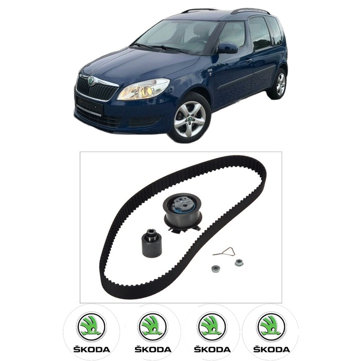 Set kit distributie SKODA ROOMSTER (5J7) 1.9 TDI din 2006-2010 KW 77 CP 105 CMC 1896, Auto, Continental Contitech, 4 Stickere auto cu SKODA