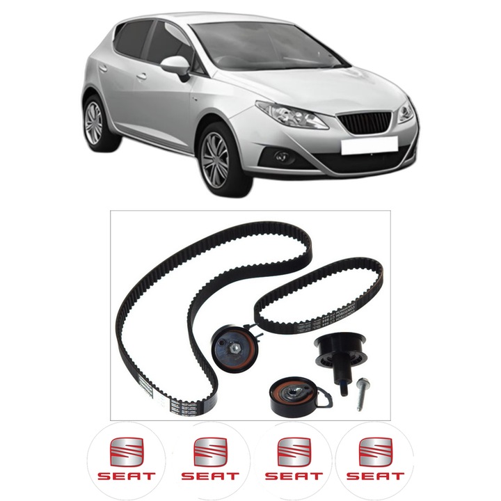 Set kit distributie SEAT IBIZA IV (6J5, 6P1) 1.4 din 2008-2015 KW 63 CP 85 CMC 1390, Auto, Continental Contitech, 4 Stickere auto cu SEAT