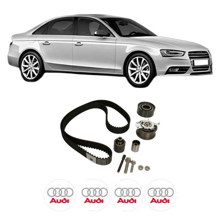 Set kit distributie AUDI A4 B8 (8K2) 2.0 TDI din 2007-2015 KW 100 CP 136 CMC 1968, Auto, Continental Contitech, 4 Stickere auto cu AUDI