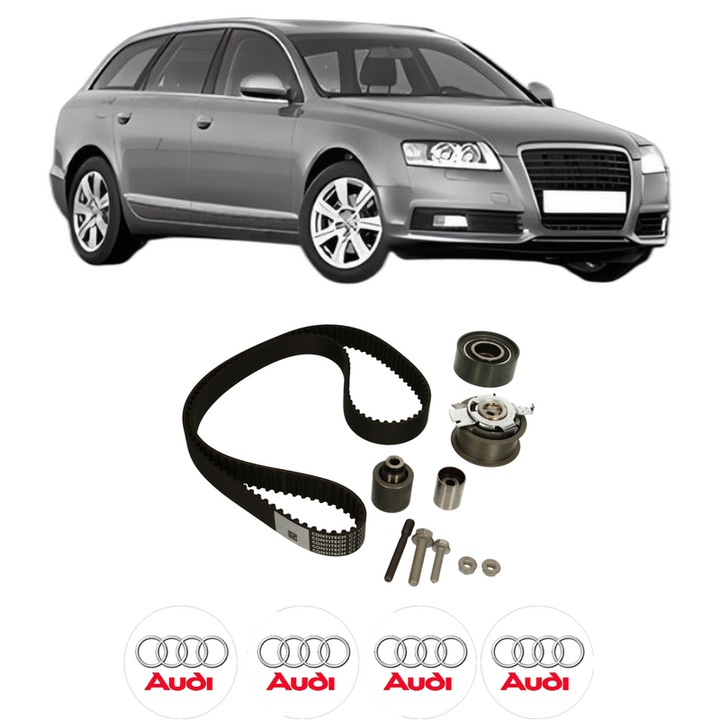Set kit distributie AUDI A6 C6 Avant (4F5) 2.0 TDI din 2008-2011 KW 125 CP 170 CMC 1968, Auto, Continental Contitech, 4 Stickere auto cu AUDI