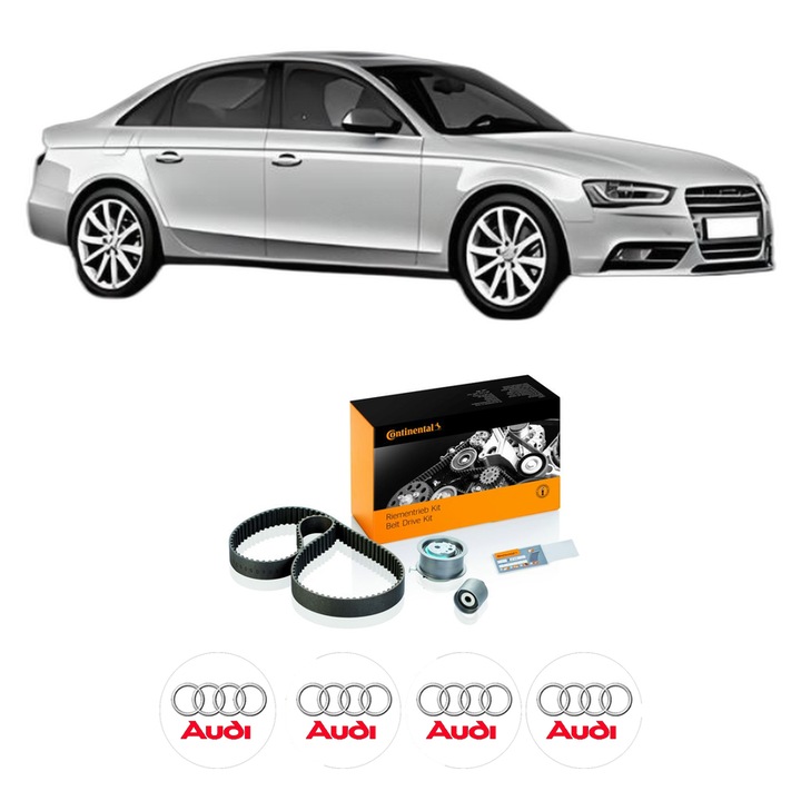 Set kit distributie AUDI A4 B8 (8K2) 2.0 TDI quattro din 2011-2015 KW 130 CP 177 CMC 1968, Auto, Continental Contitech, 4 Stickere auto cu AUDI