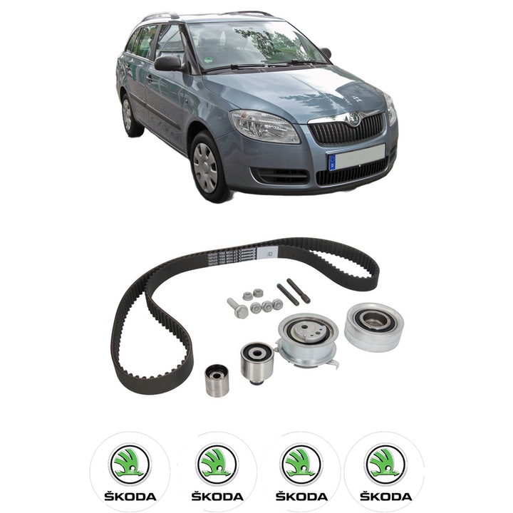 Set kit distributie SKODA FABIA II Combi (545) 1.2 TDI din 2010-2014 KW 55 CP 75 CMC 1199, Auto, Continental Contitech, 4 Stickere auto cu SKODA