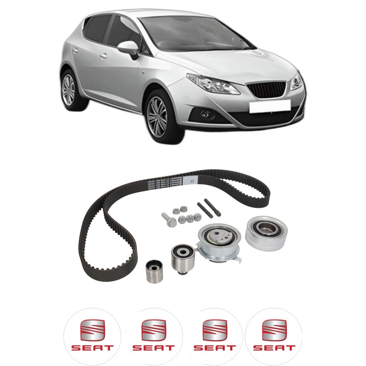 Set kit distributie SEAT IBIZA IV (6J5, 6P1) 1.6 TDI din 2009-2015 KW 77 CP 105 CMC 1598, Auto, Continental Contitech, 4 Stickere auto cu SEAT
