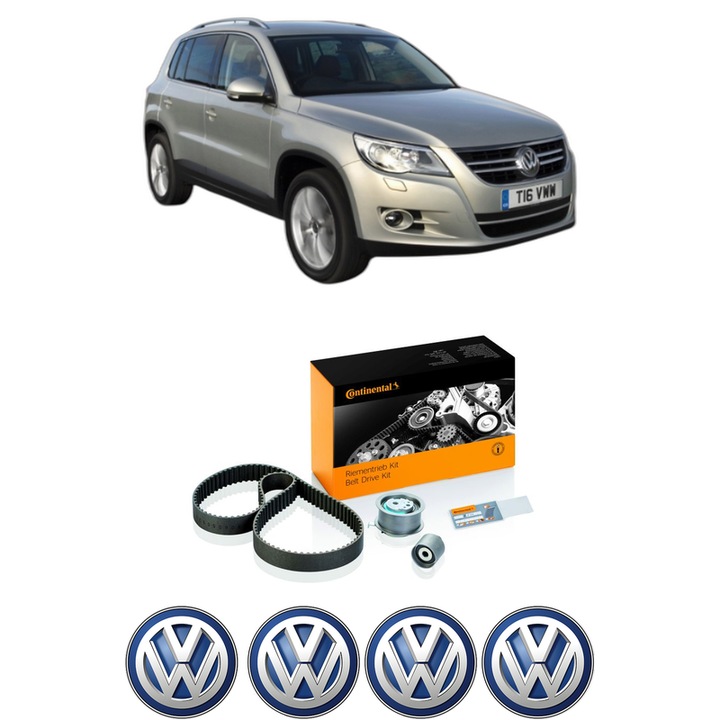 Set kit distributie Volkswagen TIGUAN VAN (5N_) 2.0 TDI 4motion (5N1, 5N2) din 2007-2018 KW 103 CP 140 CMC 1968, Auto, Continental Contitech, 4 Stickere auto cu Volkswagen