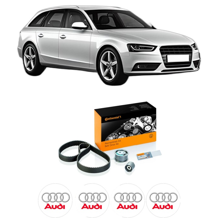 Set kit distributie AUDI A4 B8 Avant (8K5) 2.0 TDI din 2008-2015 KW 100 CP 136 CMC 1968, Auto, Continental Contitech, 4 Stickere auto cu AUDI