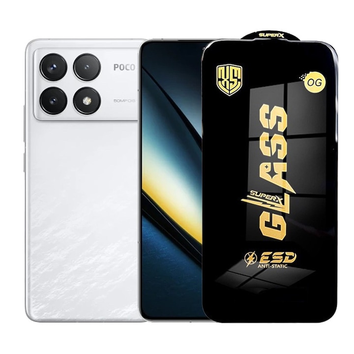 Folie de Protectie pentru Xiaomi Poco F6 Pro, Flippy, Sticla Securizata ESD, Margini Negre, Rezistenta la Zgirieturi, Antistatica, 0.35 mm, Transparenta